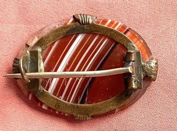 Georgian Agate Brooch Rolled Gold and Carnelian - image 10