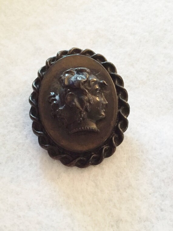 Victorian Cameo Brooch Vulcanite High Relief - image 9