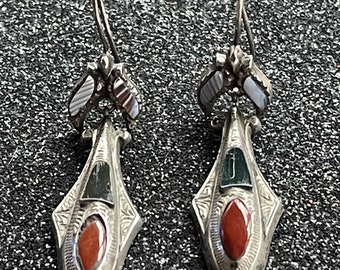 Victorian Earrings Scottish Pebble Set in Silver