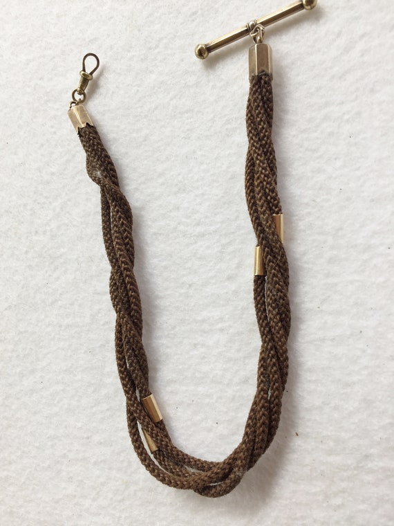 Victorian Hair Albert Watch Chain with Gold Findin