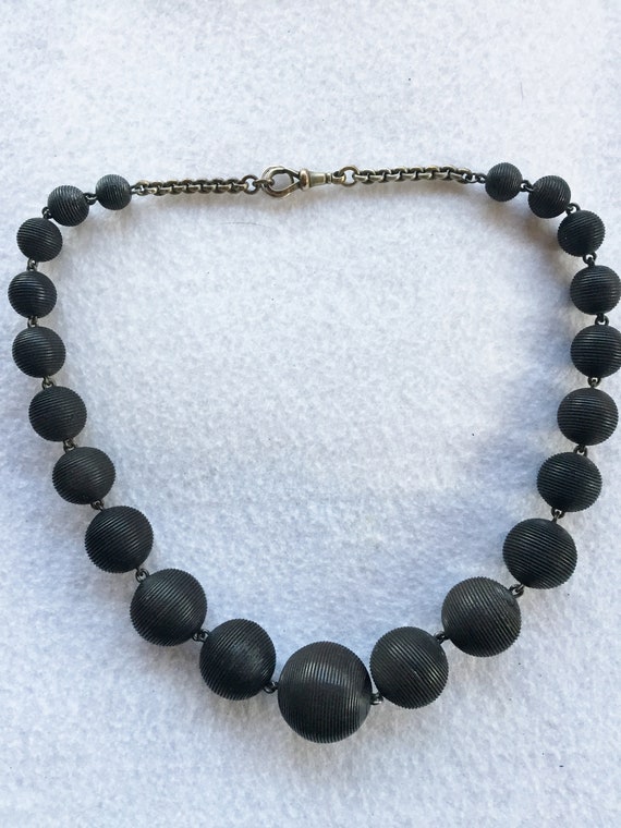 Victorian Necklace Graduated Carved Bog Oak