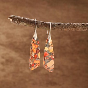 Natural Stone Drop Earrings, Jasper Drop Earrings, Chakra Earrings, Boho Earrings, Gemstone Earrings for Women, Energy Healing Earrings Gift