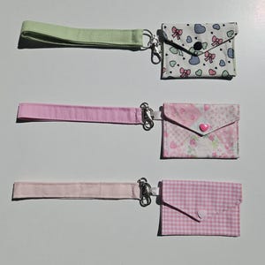 Porta-chaves feito à mão, porta-cartões, envelope, chaveiro, pulseira, botão de pressão, presente, presente feito à mão, têxtil