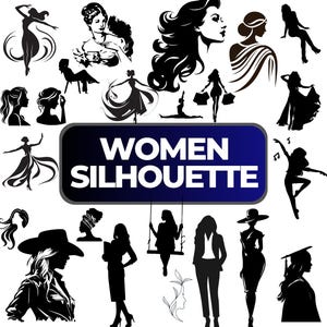 Silueta de mujer Clipart / Figura femenina PNG / Descarga digital para logotipos, calcomanías, sublimación y diseño gráfico