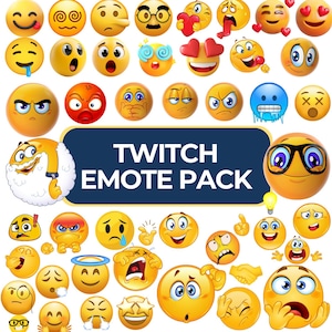 Pacchetto Emote Twitch / Emote PNG carine ed espressive / Download digitale per streamer e Discord