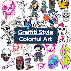 グラフィティスタイルのカラフルなアート - アーバンデジタルストリートアートPNG、プリント、ステッカー、クリエイティブプロジェクト用の大胆なスプレーペイントデザイン