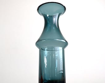 Riihimaki Riihimaen 1463 Steel Blue Cased Glass Vase by Tamara Aladin 12"