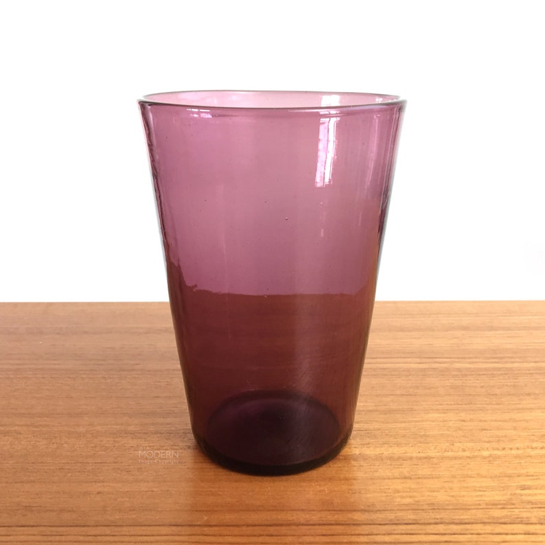 Blenko Glass No 366S Purple Beaker Vase Minimal Tumbler Cup