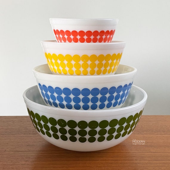 Vintage glass top mixing bowls