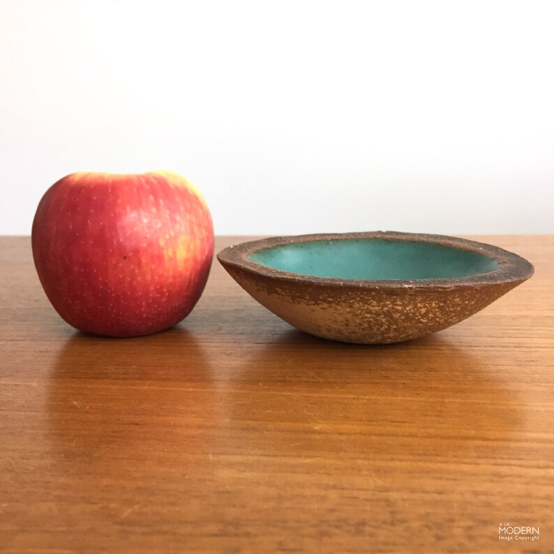 Heino Chouinard Art Institute Small Geode Blue Green Studio Pottery Stoneware Bowl California Pottery