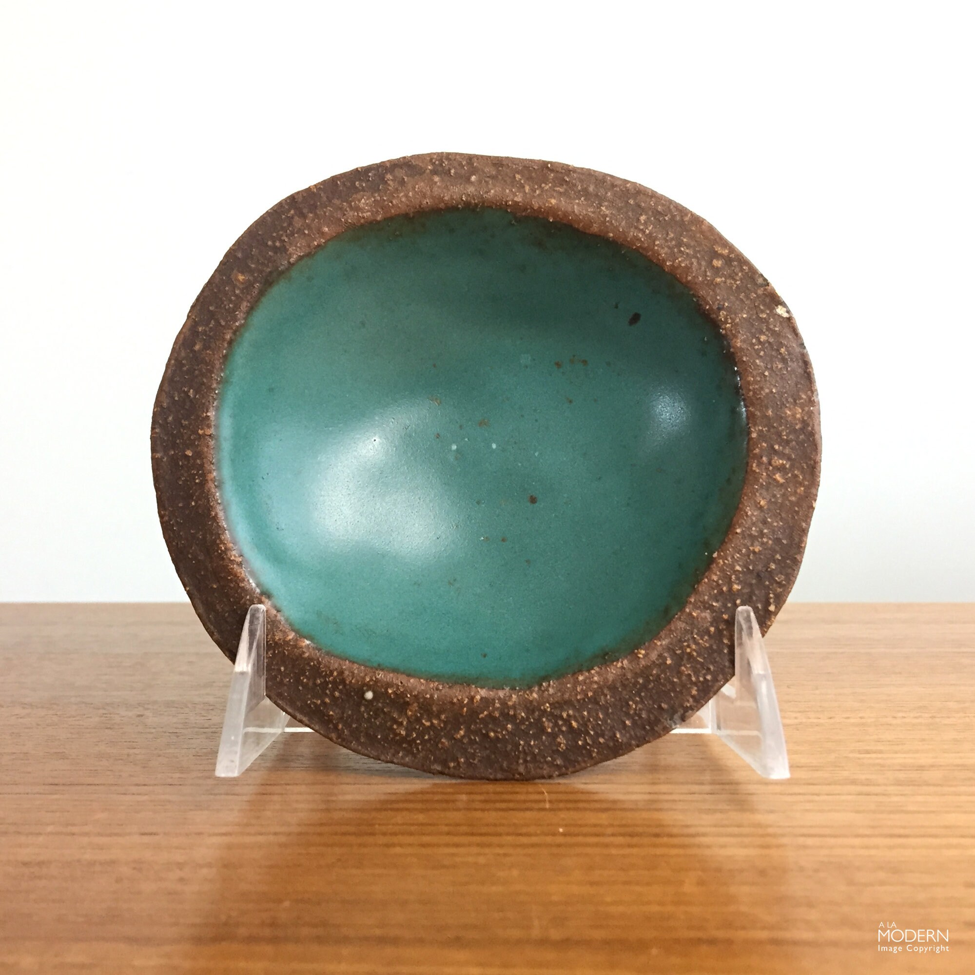 Heino Chouinard Art Institute Small Geode Blue Green Studio Pottery Stoneware Bowl California Pottery