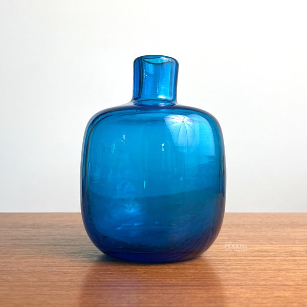 Blenko Turquoise Blue 6424 Glass Candle Vase by Joel Meyers