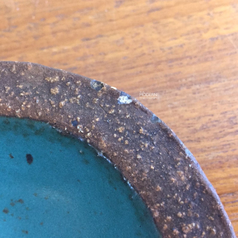 Heino Chouinard Art Institute Small Geode Blue Green Studio Pottery Stoneware Bowl California Pottery