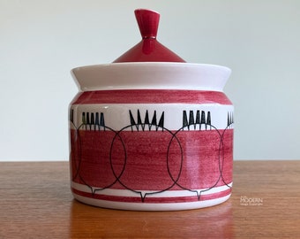 Rorstrand Picknick Marianne Westman Swedish Red Beets Ceramic Covered Jar Model 101 // Condition: A few light scratches