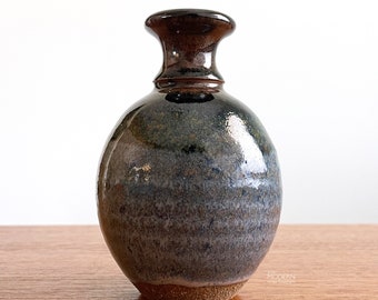 Modern Stoneware Weedpot Vase With Dipped Glaze 4 3/4" Tall