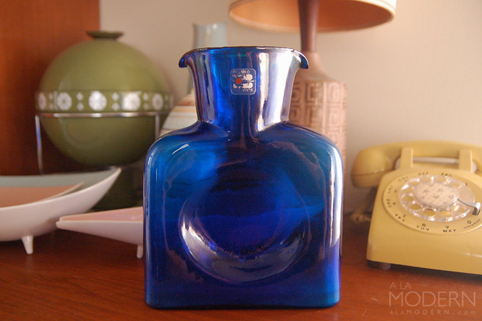 Blenko Cobalt Blue Glass Water Bottle Carafe Etsy