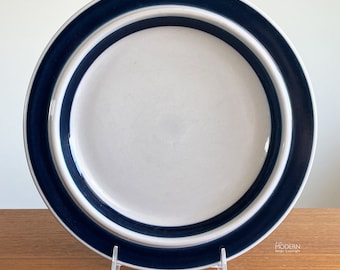 1 Arabia Finland Anemone Blue Dinner Plate by Ulla Procope 10 1/4" // Condition: Usage wear, scratches,scuffs,water marks,deposits,slag