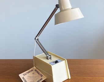Mobilite Extendable Arm Adjustable Desk Lamp Hi Intensity Light Mid Century Modern // Condition: Light wear, bit of rust tarnish
