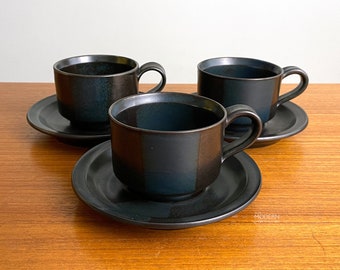 3 Iron Mountain Stoneware Blue Ridge Cup and Saucer Sets