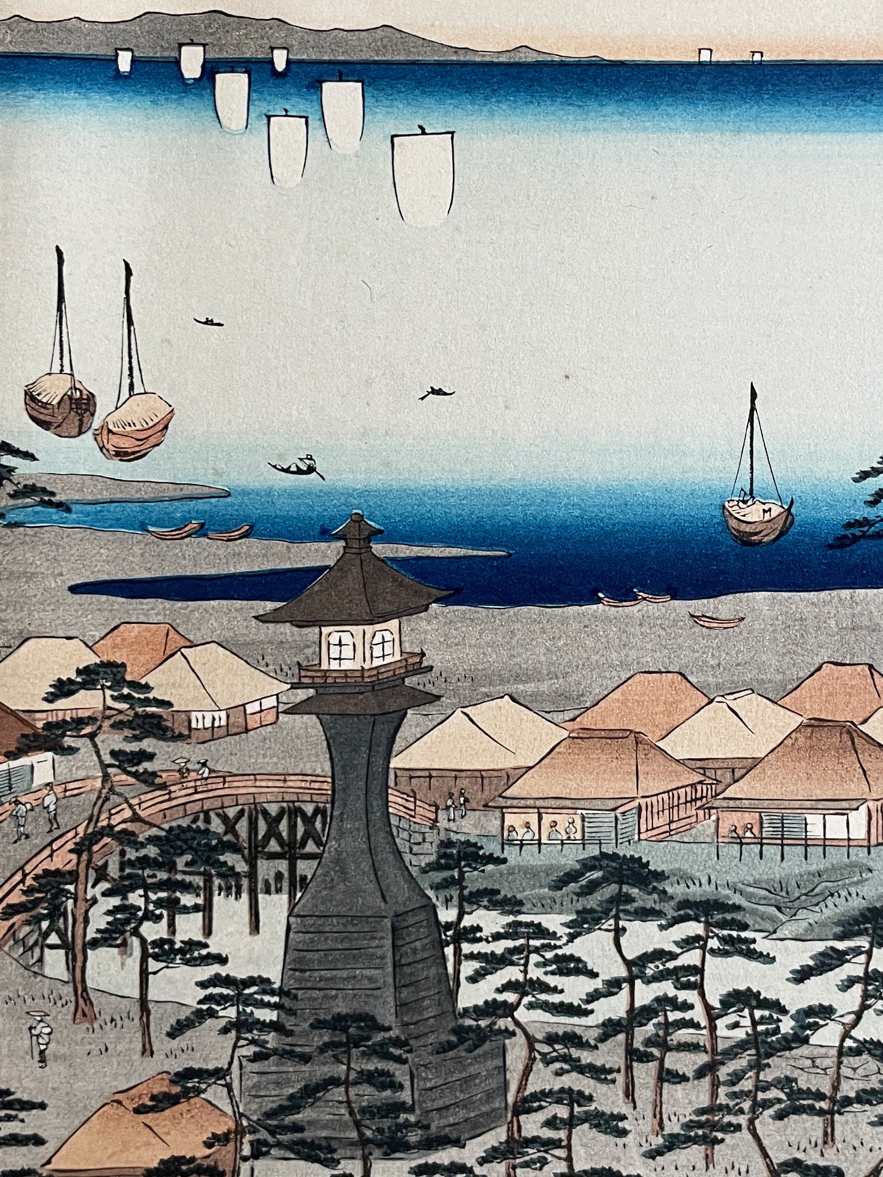 Hiroshige Utagawa Idemi Beach Framed Ukiyo-e Print Famous Views of