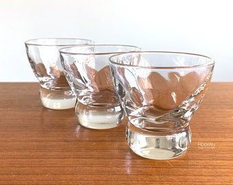 Set of 3 Eva Zeisel Prestige Optic Federal Modernist Small Cocktail Glasses 2 7/8" // Condition: Light wear incl minor scratches