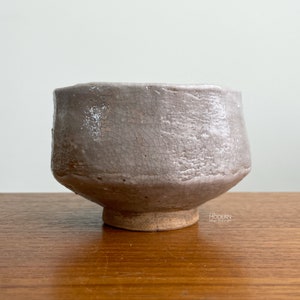 Japanese Chawan Tea Bowl Gray Crackle Glaze Studio Pottery Stamped 4 1/2&quot; by 3 1/4&quot; // Condition: Natural crazing ~ Some dirt,dust