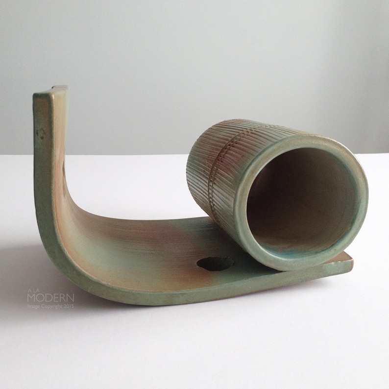 Vintage Japanese Ikebana Abstract Stoneware Planter Cup Sculpture