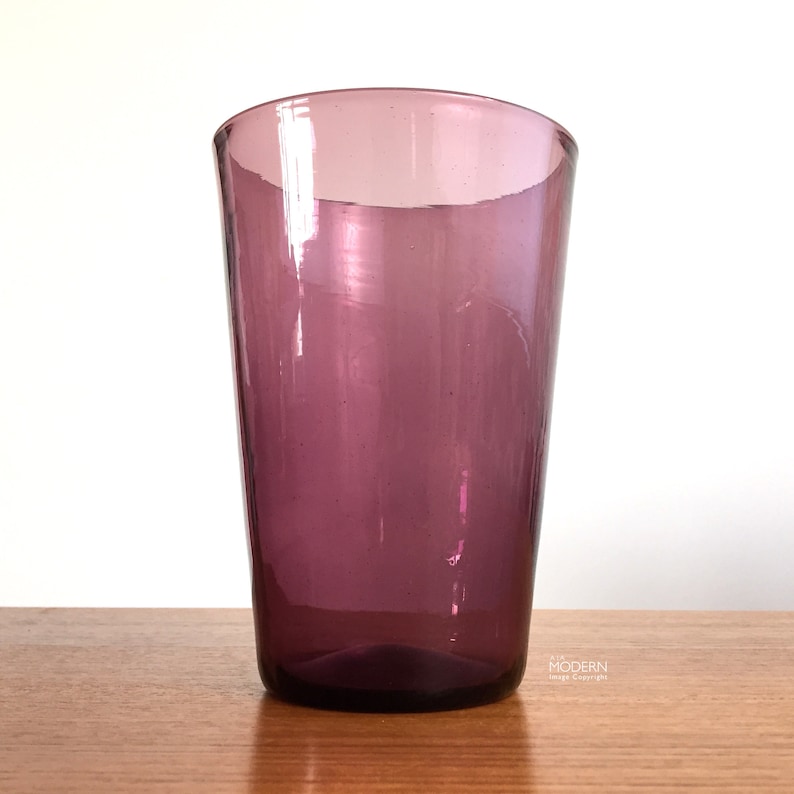 Blenko Glass No 366S Purple Beaker Vase Minimal Tumbler Cup