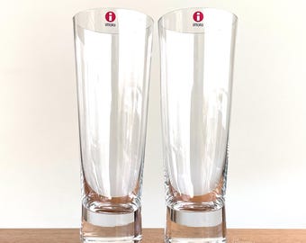 2 iittala Finland Aarne Pilsner Beer Glasses by Goran Hongell 7 1/2"