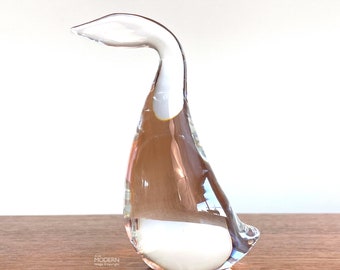 Steuben Glass Crystal Gander Goose 8358 Lloyd Atkins 1976 Design 5 1/4" // Condition: A few small scratches, 1-2 small nicks in the glass