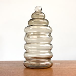 Holmegaard Primula Glass Canister Lidded Storage Jar Jacob Bang 8&quot; // Condition: