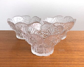 3 Dansk Floriform Footed Glass Bowls Modernist Glassware Pertti Kallioinen 5"