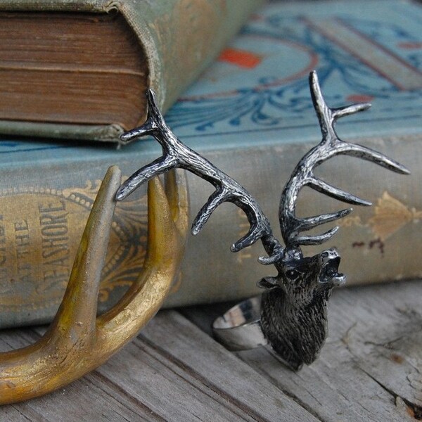 Elk Ring Woodland Fantasy Whimsical Huge Elk Antler GOLD