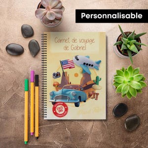 Diario de viaje infantil personalizable - Oeste americano | Diario para rellenar para un viaje a Estados Unidos