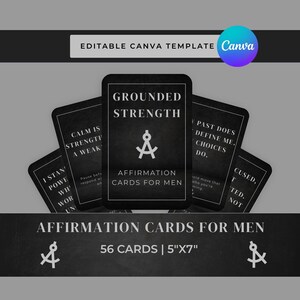 Tarjetas de afirmación para hombres, salud mental masculina, mentalidad de autoconfianza y crecimiento personal, tarjetas de motivación diaria, resiliencia mental y autocuidado.
