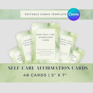 Cartes d'affirmation pour prendre soin de soi au quotidien, Santé mentale positive, Confiance en soi État d'esprit Croissance personnelle, Cartes de motivation quotidiennes, Aquarelle verte