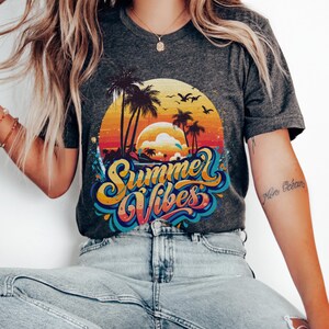 Summer Vibes Shirt, Tropical Vacation T-Shirt, Palm Tree Sun Shirt for Women, Summer Beach Lover Shirt, Beach Vacation, Ocean Lover Gift