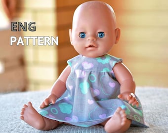 Molde de costura para vestido de boneca reborn, roupas de boneca de 13 polegadas