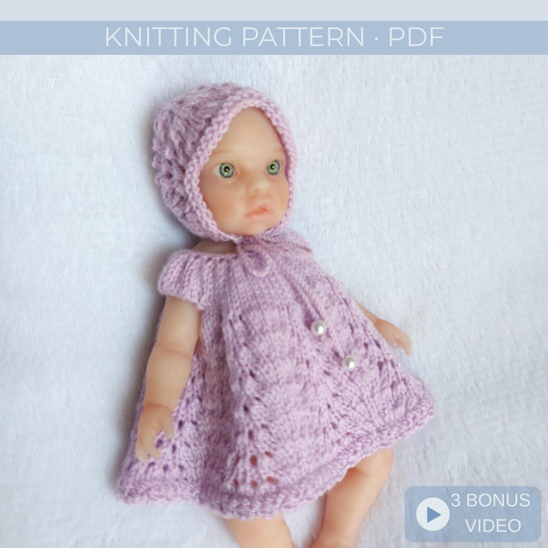 Doll Dress Knitting Pattern PDF for 9 Inch Doll, Beginner Friendly ...
