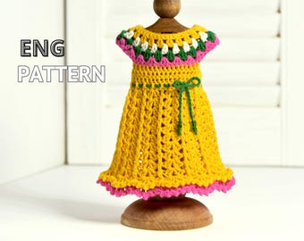 Molde de vestido de crochê para boneca, Paola Reina de 33 cm (molde em PDF)