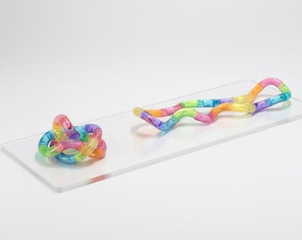 Brinquedo antiestresse articulado Rainbow Tangle translúcido – Brinquedo sensorial para alívio do estresse