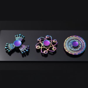 Spinner antiestrés de metal iridiscente – Juguete antiestrés de aleación de zinc (3 diseños)
