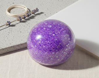 Purple Glitter Bead Squeeze Ball – Shimmering Stress Relief Gift for Teens & Adults