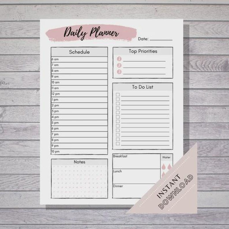 Minimalist Daily Planner Printable | Productivity Planner PDF | Undated ...