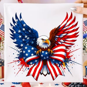 250th Anniversary USA Eagle PNG | 1776-2026 Sestercentennial Sublimation | Patriotic Coquette Bow Design | 4th of July DTF Digital Download
