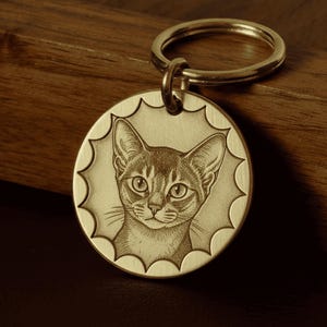 Personalized Pet Portrait Keychain, Custom Pet Photo Keychain, Cat Loss Gift, Pet Memorial Keychains for Cat Lovers