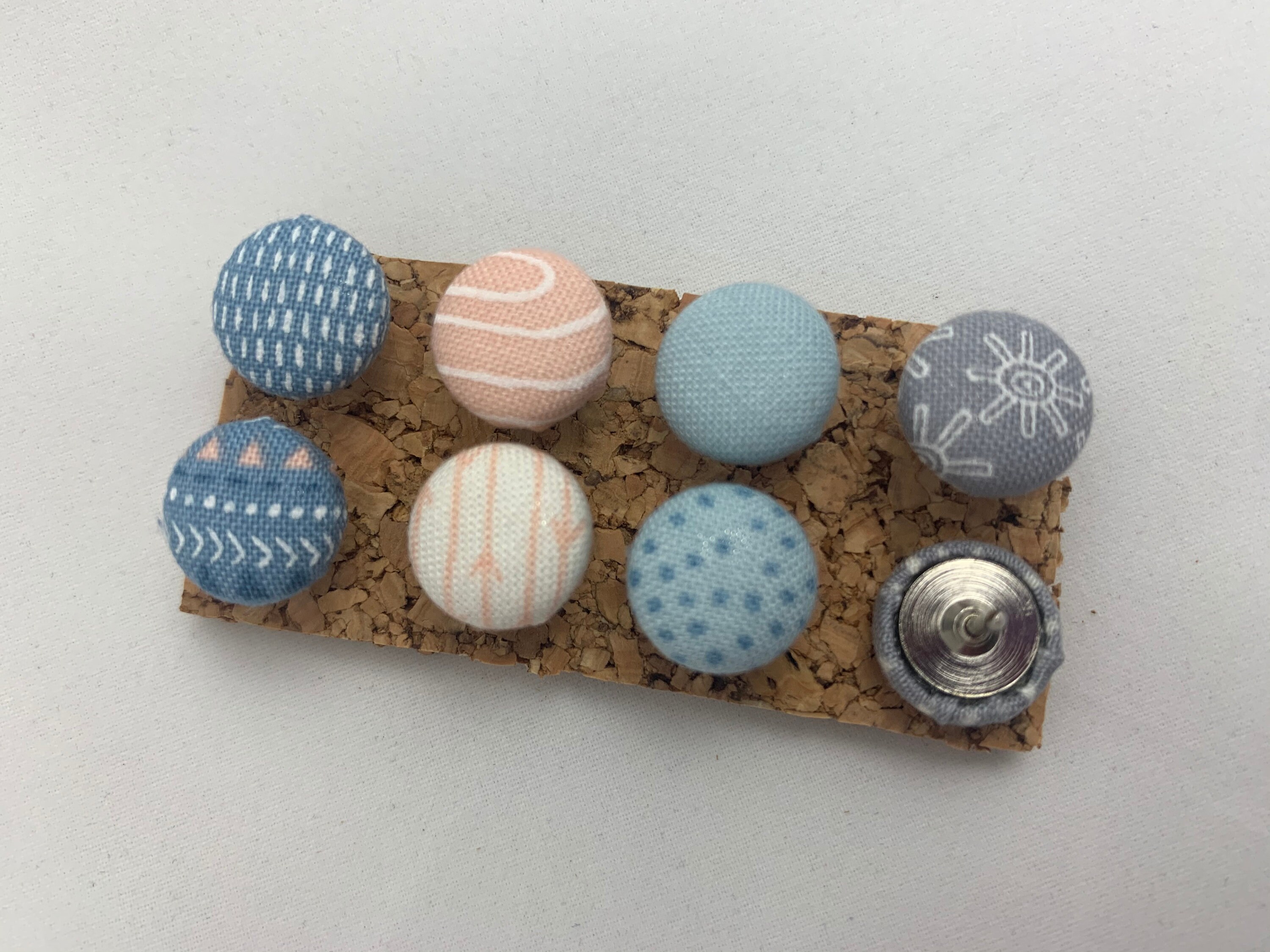 Dark Blue and Triangle Fabric Cover Button Pushpin Thumbtacks Light