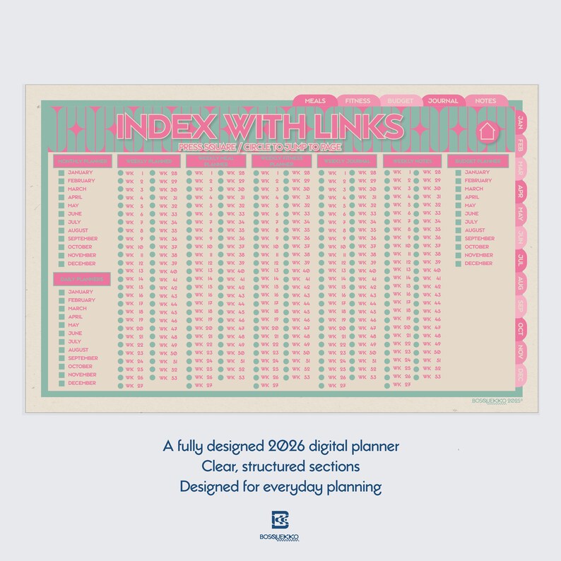 2026 Structured Digital Planner 658 Pages | Minimal Architectural iPad ...