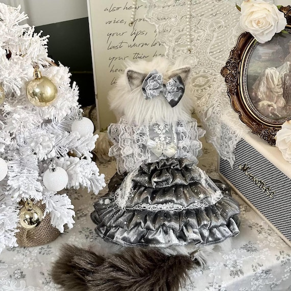 cat print christmas dress Festive Christmas Dress for Cats & Small Dogs