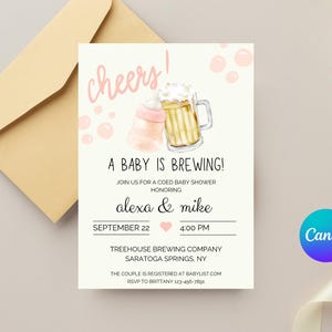 Cheers! A Baby is Brewing, Baby Shower Invitation, Coed Baby Shower Invitation, Brewery Baby Shower Invitation